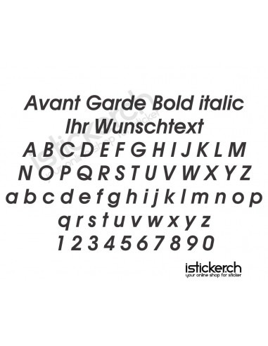 Schriftensammlung Avant Garde Bold italic Schriftart